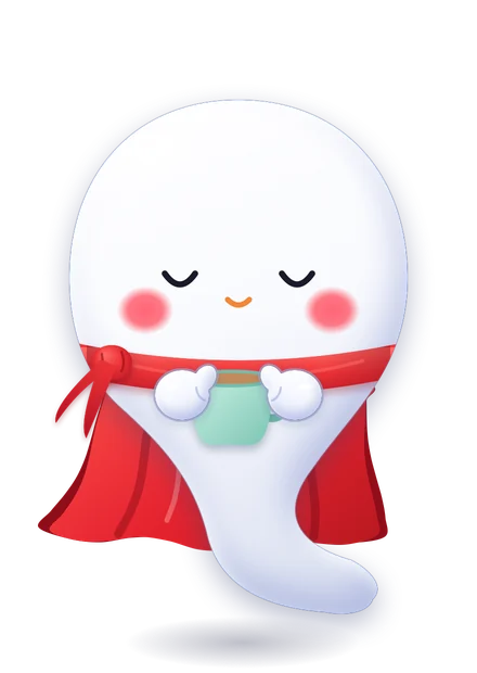 Mochi holding a cup of tea